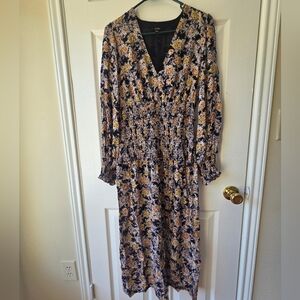 AFRM Midi Dress M Floral Smocked Long‎ Sleeves